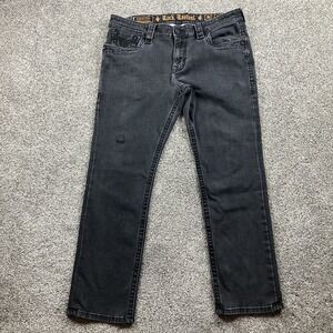 Rock Revival Jeans 38 x 31 Black Denim Stretch Arther Alt Straight Mens